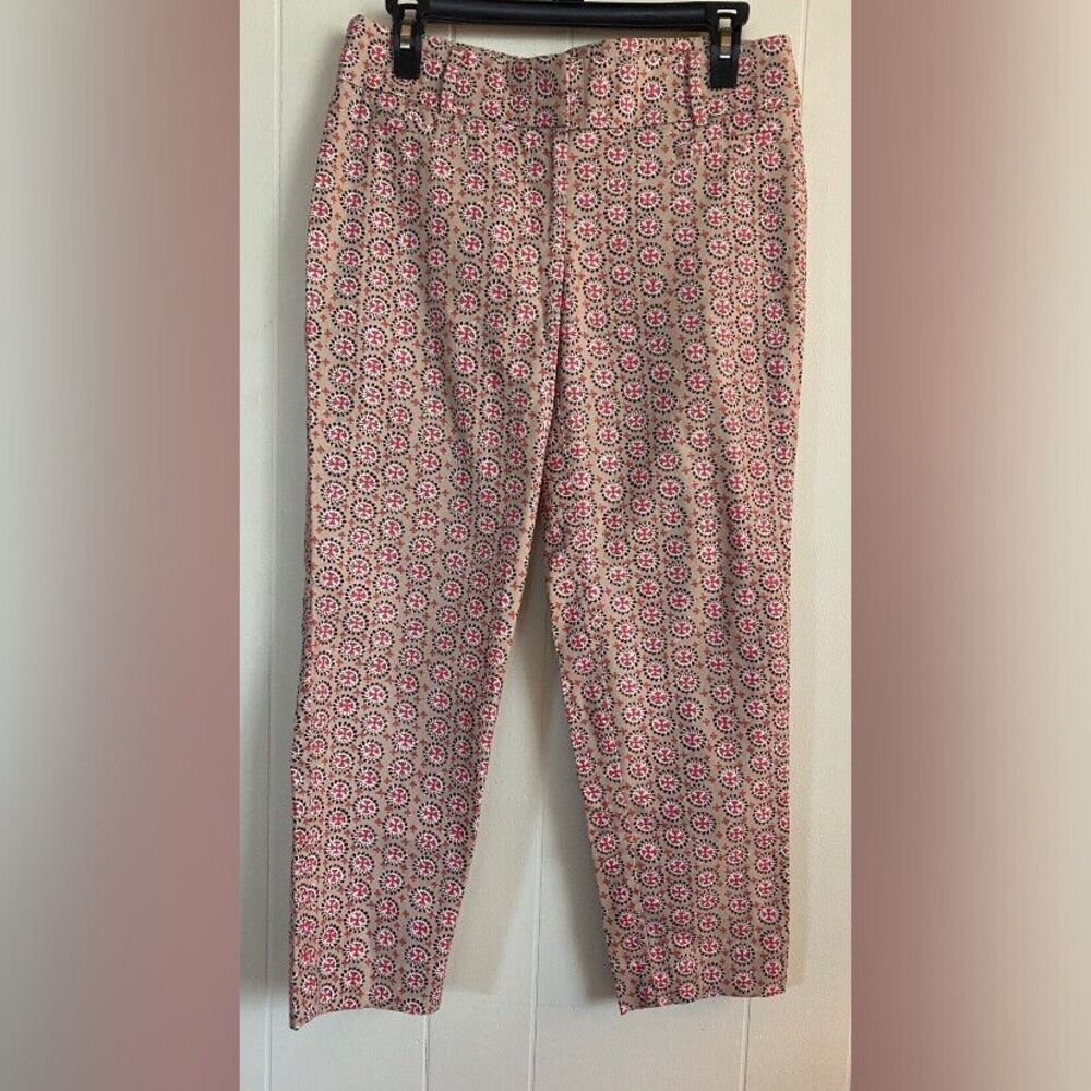 Loft Pants Women’s 2 Beige Multicolor Pattern Bohemian Cotton Stretch Boho